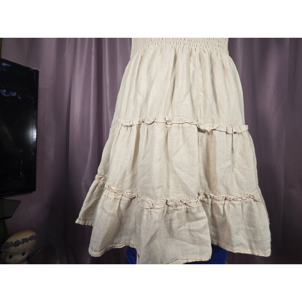 Wild Fable Smocked Tiered Layered Ruffle Sun Dress Beige Juniors M - Picture 4 of 12